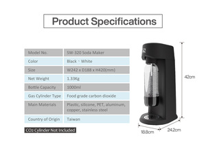 Máquina de Agua con Gas Manual Ecológica de Sobremesa, de Plástico y Acero Inoxidable, de 1 Litro, Ahorra Dinero - Product Image 4