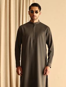 Costume Shalwar Kameez pour homme, modèle 2026, fabriqué en usine, design actuel, été, décontracté, en coton, manches longues, motif uni, respirant, pour tous les jours - Product Image 6