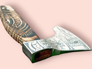 Premium Handcrafted Odin Viking <b>Axe</b> | Carbon Steel Blade, Engraved <b>Wooden</b> Handle | Authentic Norse Style Collectible - Product Image 5