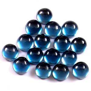 Lote al por mayor de topacio azul de Londres natural de 6x6 mm, cabujón redondo, parte trasera plana, piedra preciosa suelta calibrada para fabricación de joyas - Product Image 1