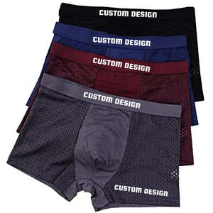Boxers mi-hauts pour hommes de haute qualité, respirants, 100 % coton, sans couture, séchage rapide, sous-vêtements tricotés, impression de logo personnalisée directe - Product Image 2