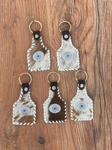 Nouvel arrivage de porte-clés stylisés en cuir cousus porte-clés Offre Spéciale en cuir véritable porte-clés de luxe en cuir de forme unique - Product Image 2