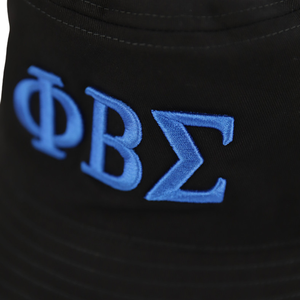 Phi Beta Sigma Black <b>Reversible</b> <b>Bucket</b> <b>Hat</b> Royal Blue Embroidered Fraternity Casual Cotton Summer <b>Hat</b> - Product Image 2