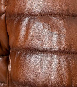 PREMIUM MEN'S BROWN PU LEATHER PUFFER <b>JACKET</b> <b>ZIP</b> <b>UP</b> WINTER OUTERWEAR WITH STAND COLLAR QUILTED DESIGN AND SIDE POCKETS - Product Image 5