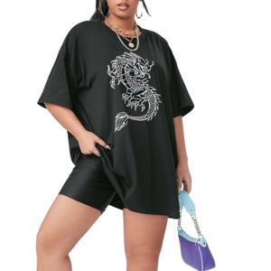Camiseta de gran tamaño transpirable OEM para mujer, ropa de calle de moda de alta calidad para verano, camisetas de manga corta con estampado digital para mujer - Product Image 2