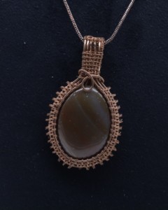 Collar con Colgante de Piedra de Ágata Natural Envuelto en Alambre de Cobre, Joyería Boho Hecha a Mano con Piedras Preciosas, Venta al Por Mayor - Product Image 2