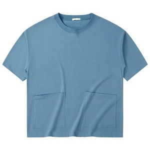 Wholesale Good Quality 230grams Round Neck Cotton T-<b>shirts</b> Drop-shoulder Loose Style Oversized T-<b>shirts</b> With Pockets - Product Image 4
