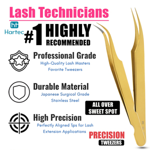Premium Quality Stainless Steel High-Performance Golden Color Smooth Tip Popular Product Eyelash Extension and Volume Tweezers - Product Image 3
