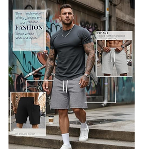 Pantalones Cortos de Algodón Ligeros para Hombre, Color Sólido, Cintura Elástica, Pantalones Cortos Casuales de Verano, Impresión Personalizada OEM, Suministro al por Mayor - Product Image 3