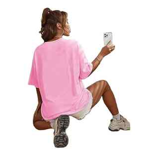 Camiseta Morada de Verano para Mujer, Moderna, Holgada, Transpirable, de Algodón, Cuello Redondo, Manga Corta, Estilo Urbano - Product Image 5