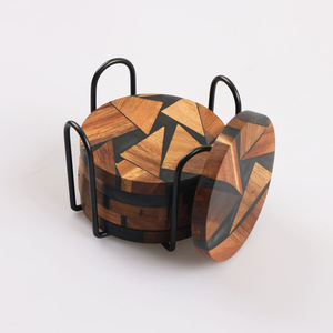 Posavasos Redondo Creativo de Madera Maciza de Acacia con Resina Epoxi de Alta Calidad para el Hogar o la Oficina - Product Image 3