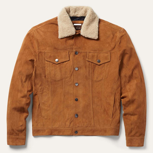 Wholesale <b>Men</b> Genuine Brown <b>Suede</b> Leather <b>Jacket</b> Fur Collar Vintage Fashion Winter <b>Jacket</b> - Product Image 1