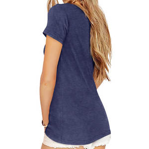 Camiseta de Manga Corta para Mujer, Cuello en V, Lisa, Teñida, de Alta Calidad, Ecológica, Informal, Compresión Ligera, Corte Regular, Transpirable, 2025 - Product Image 6