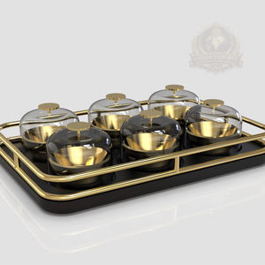 Ensemble de bols de service de luxe écologiques avec plateau et couvercle en verre, ensemble de condiments, design Émirats Arabes Unis/Royaume-Uni, conteneur de rangement moderne pour cuisine, maison et fêtes - Product Image 1