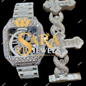 Alta demanda Nueva moda de lujo Diamante natural tachonado Iced Out Quartz 41 mm Relojes para hombres disponibles a los mejores precios - Product Image 1