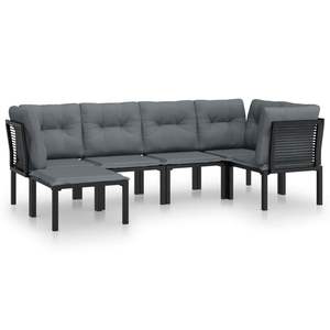 6-Piece Black and Gray Poly Rattan <b>Patio</b> Lounge Set Durable and Stylish <b>Patio</b> <b>Furniture</b> - Product Image 2