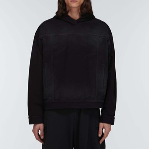 Jeans d'hiver de bonne qualité pour hommes, sweats à capuche en coton, streetwear, coupe classique, denim délavé, impression de logo personnalisée pour garçons - Product Image 2