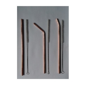 <b>Reusable</b> Copper Drinking <b>Straws</b> Premium Metal Beverage <b>Straws</b> Eco Friendly Sustainable Drinkware Set for Juice Smoothie Cocktail - Product Image 6