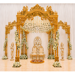 มณฑปงานแต่งงานอารยาแบบทันสมัยสำหรับงานแต่งงานฮินดู พร้อมรูปปั้นพระพิฆเนศ ดีไซน์พระพิฆเนศอันงดงาม มณฑปงานแต่งงานแบบเสาคู่ - Product Image 1