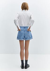Shorts en jean délavé taille haute à ourlet retroussé pour femme – Idéal pour l'été - Product Image 5