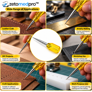 Aiguille à gratter de précision à pointe acérée, outil de perçage ergonomique à manche jaune pour le travail du cuir, la bijouterie et l'atelier de bricolage ZETOMEDPRO - Product Image 5