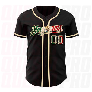 Maillot de baseball authentique personnalisé noir vintage avec drapeau mexicain et crème, impression par sublimation, logo, marque d'équipe, vêtements de sport - Product Image 3