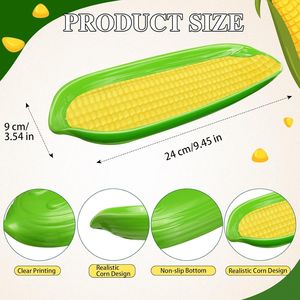 Set di 9 Supporti per Pannocchie di Mais e Vassoio di Servizio con Spiedini, Include 6 in Acciaio Inossidabile e 3 in Melamina per Servire - Product Image 2