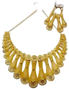 Conjunto de joyas chapadas en oro de 18K para mujer, conjunto de joyería de oro de Dubái Para Boda nupcial de India africana, OEM 2022