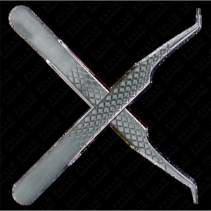 Stainless Steel Eyelash Extension Tweezers Diamond Grip Volume Lash <b>Tools</b> Customizable Private Label Professional - Product Image 2