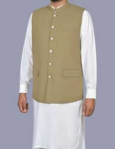 Gilet en toile de couleur unie fabriqué au Pakistan par un fabricant professionnel pour hommes, vêtement d'extérieur pour mariage et fête à prix avantageux - Product Image 3