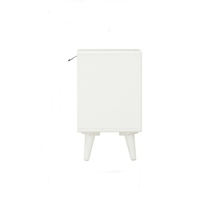 Modern Nordic Style White Bedside <b>Table</b> with Open Cubby and Single Drawer Modern Bedroom Accent <b>Table</b> Solid Wood Leg <b>Side</b> <b>Table</b> - Product Image 4