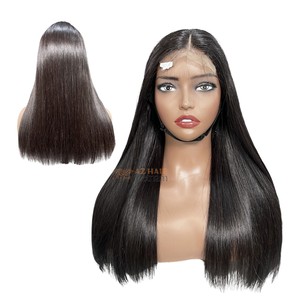 Perruque naturelle noire lisse longue en dentelle complète, cheveux vierges vietnamiens, dentelle suisse, taille moyenne - Product Image 4