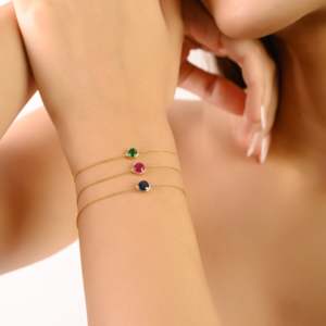14K Solid Gold Solitaire Ruby Chain <b>Bracelet</b> <b>for</b> <b>Girlfriend</b> - Product Image 1