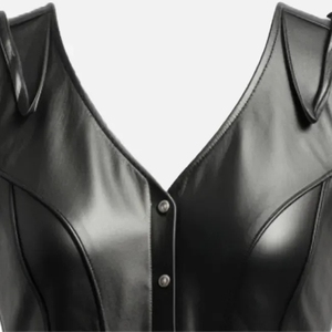 Chaleco de cuero sin mangas para mujer, nuevo estilo 2026, calidad confiable, negro, de un solo botón, chaleco de cuero genuino para mujer, chaleco personalizado - Product Image 4