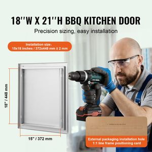 Porta da Cucina Esterna in Acciaio Inox 18W X 21H, Montaggio a Filo Verticale Incassato per Porta di Accesso BBQ - Product Image 2
