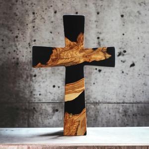 Premium Solid Wood Decorative Cross with <b>White</b> Epoxy Resin Handmade Christian Religious Wall <b>Hanging</b> Gift Decor - Product Image 2