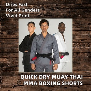 Pantalones Cortos de MMA de Secado Rápido para Fitness, Muay Thai, BJJ, Kimono, Venta al por Mayor, Unisex, con Estampado por Transferencia de Calor, Poliéster/Algodón, Pantalones Cortos UFC - Product Image 4