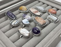 Bagues tendance en laiton de haute qualité Lusterelics, serties de pierres précieuses naturelles, monture closée, plaqué argent 925, vente en gros