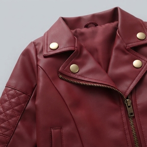Blouson en cuir PU pour garçons, col montant, fermeture éclair, décontracté, écologique, imperméable, léger, vêtements d'extérieur pour enfants, vente en gros - Product Image 6