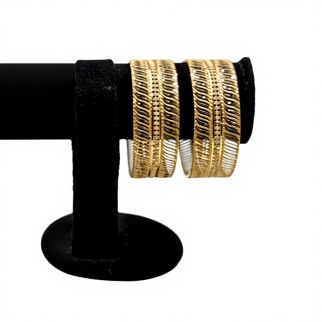 Premium 22K Gold Wave Design Bangles for Women Traditional Indian Bridal & Wedding Kada Set 24.58 Grams Ethnic Jewelry Gift