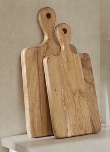 Planche à découper en bois de forme rectangulaire avec poignée, planche à découper de cuisine - Product Image 5