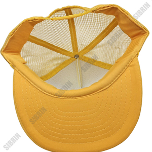 Casquette Trucker SIBRIN personnalisée à 5 panneaux, blanche et jaune, en maille, à visière plate, pour Motorsport, Skateboard, Activités de plein air, Streetwear, Décontractée, Sportive - Product Image 3