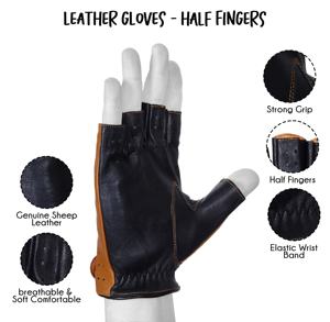 Guantes Unisex de Piel de Oveja de Primera Calidad, Medios Dedos, Transpirables, Retro, con Pantalla Táctil, para Uso Diario, Casual, al Aire Libre, Invierno, Vestimenta Formal - Product Image 4