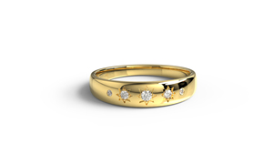 Trendy 18K Solid Gold <b>Dome</b> <b>Ring</b> Celestial Starburst Round Diamond <b>Ring</b> Chunky Flush Set Gypsy Band Fine Jewelry for Women - Product Image 1