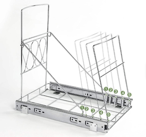 Retractable Sliding Trash Can Shelf <b>Pull</b> <b>Out</b> Cabinet Organizer Iron <b>Bin</b> Rack Under Sink Storage with Rail - Product Image 2