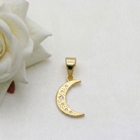 Vente en gros de pendentifs en argent sterling 925 plaqué or avec étoile incrustée de CZ blanc et croissant de lune, bijoux fins, Memoria Jewels