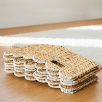 Panier de rangement en jacinthe d'eau tressé à la main avec poignée, panier organisateur en fibre naturelle rustique, multi-usages pour garde-manger, cuisine, salle de bain