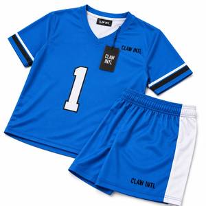 ชุดเสื้อฟุตบอล CLAW INTL สีน้ำเงิน รุ่นยูนิเซ็กซ์ หมายเลข 1 พิมพ์ลายแบบ Sublimated คอวี แขนยาว ระบายเหงื่อได้ดี ทรงปกติ ป้องกันรังสียูวี - Product Image 5