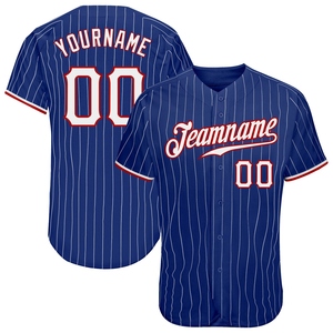 Maillot de baseball authentique OMMIZ INDUSTRY personnalisé, blanc à rayures fines, blanc-rouge, le plus vendu en gros - Product Image 1