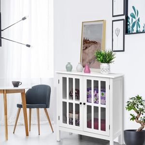 Credenza Moderna con Ante in Vetro e Struttura in Legno Massello per Sala da Pranzo e Soggiorno - Product Image 4